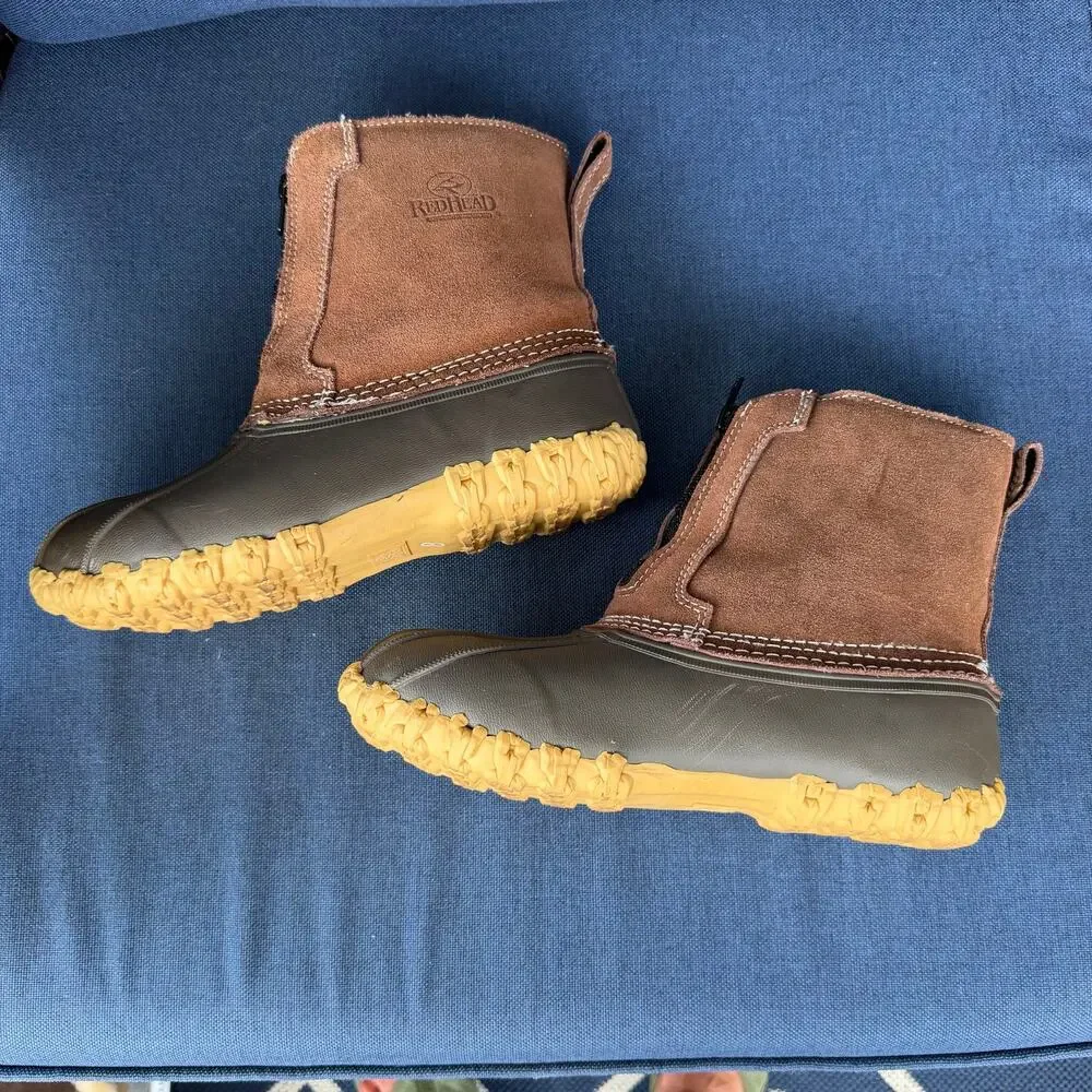 RedHead Duck Boots Women 8 Thinsulate 200 Gram Rubber Leather Front Zip READ